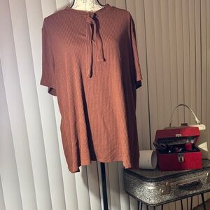 Modcloth Rust Tie-Neck Sweater